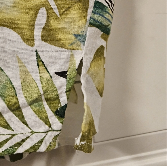 Sigrid Olsen Linen Rayon puff sleeve novelty palm leaf Tropical Blouse size S - Picture 6 of 11